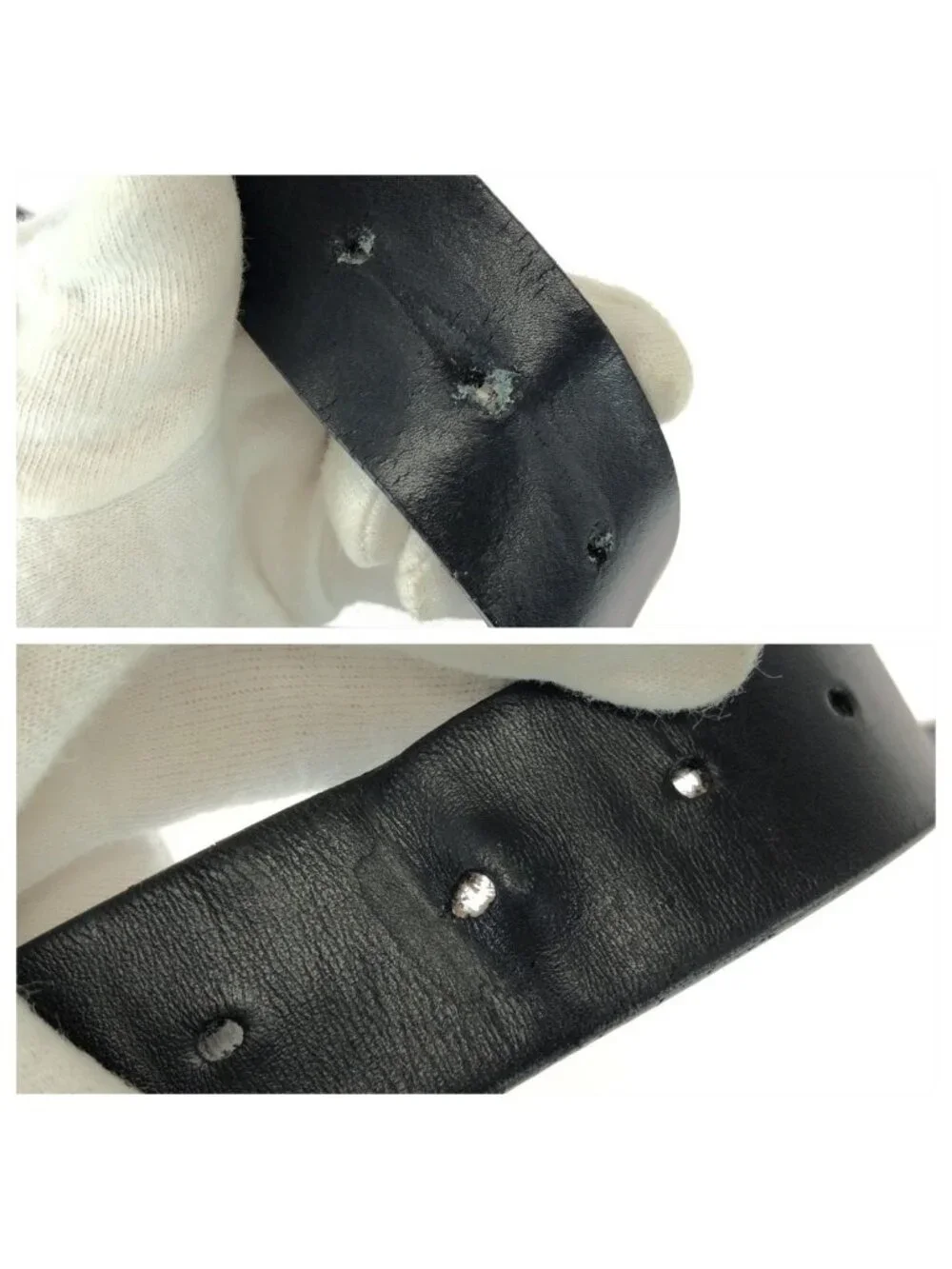 Celine Logo Print Western 90 Black White Silver Leather Belt